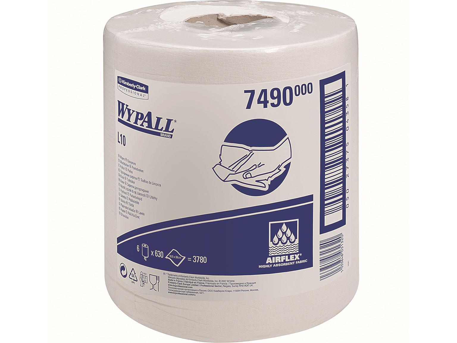 Putztuchrollen Wypall L10 weiss 1-lagig 18.5 x 38 cm, 100% Recycling  630 Tücher