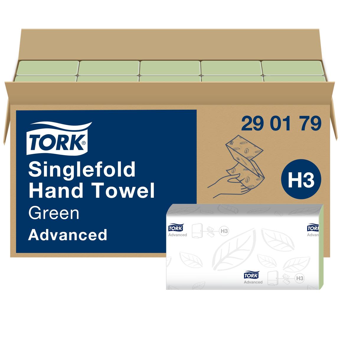 Falthandtücher Tork Advanced, (H3), Zell grün,2-lagig, Zickzackfalzung, 25x23 cm,