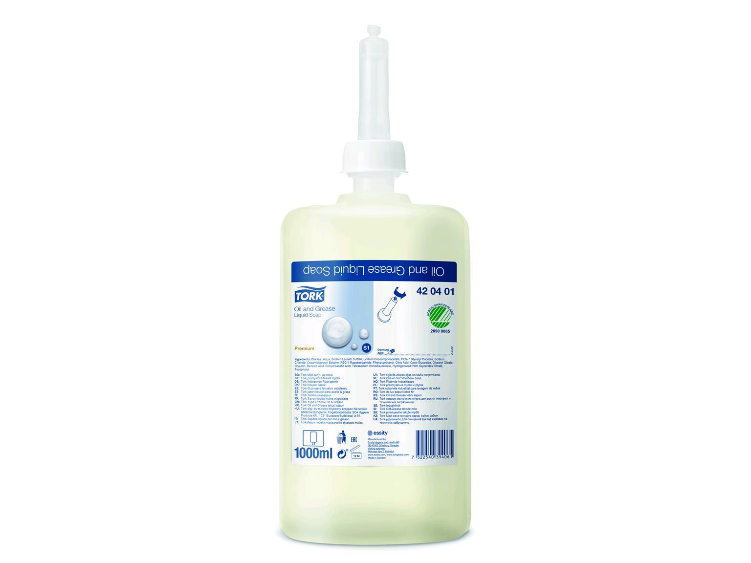 Flüssigseife Tork Premium, 1 Liter Flasche, weiss, fettlösend, unparfümiert Flüssigseife Tork Premium, 1 Liter Flasche, weiss, fettlösend, unparfümiert