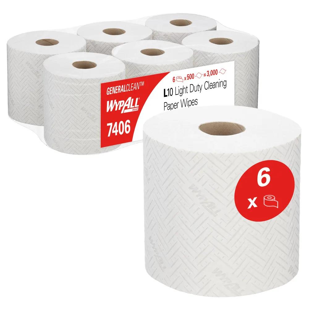 Putztuchrollen Wypall L10 weiss 1-lagig 18.3 x 38 cm, 100% Zellstoff, 500 Tücher
