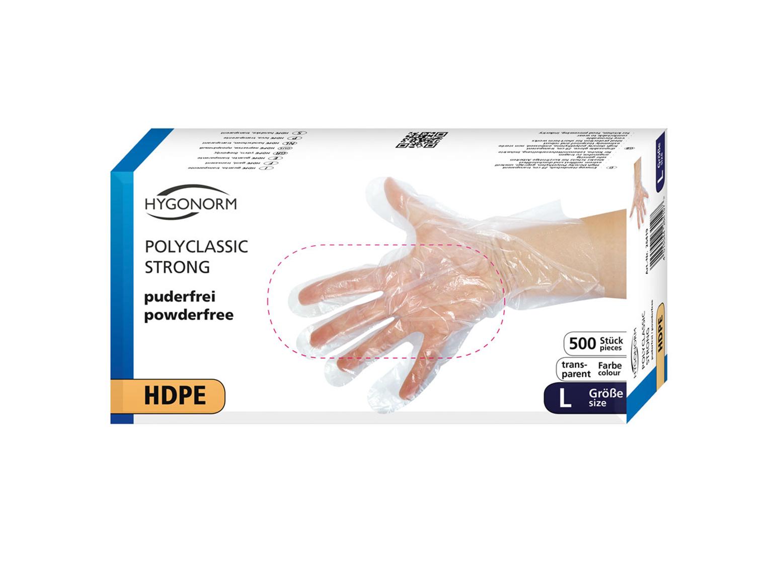 HDPE-Handschuhe Polyclassic strong, L aus HDPE, geprägt