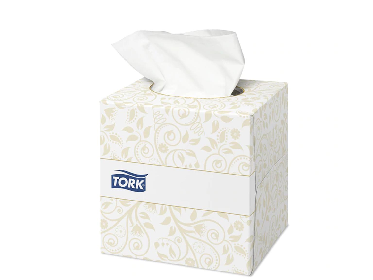 Kosmetiktücher Tork Premium extra weich weiss, 2-lagig, Zellstoff, Würfelbox